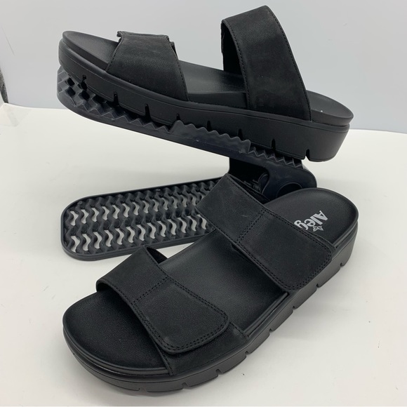 Alegria Shoes - Alegria Sandals Womens 9 Black Casual Slip On Slide Beach Platform Casual
